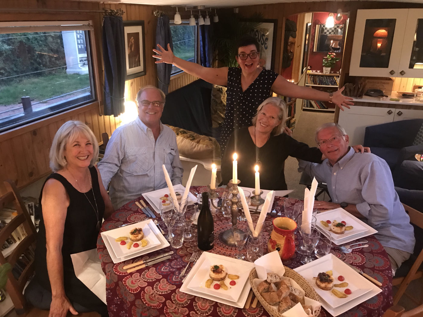 Happy guests aboard Hotel Barge Nilaya in France